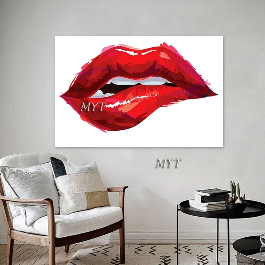 

Fashion Wall Paintings Abstract Modern Decor Home Goods Art Canvas Unframed Pictures 3d Red Lip Hand Painted Acrylic Artwork