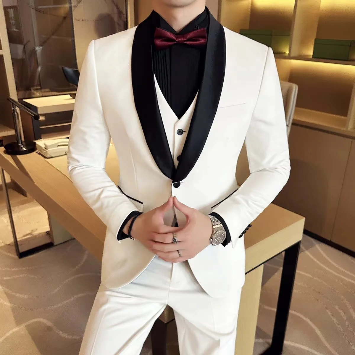 

Customized suit for men's summer handsome new slim fit groom dress