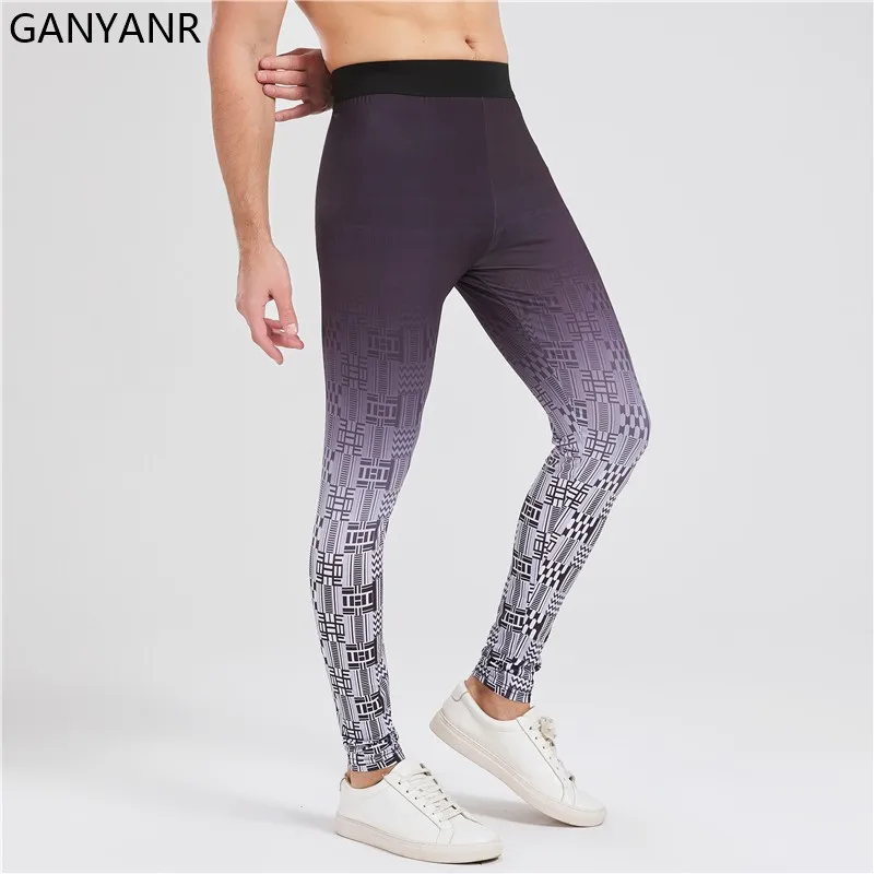 

GANYANR Running Tights Men Compression Leggings Cargo long Pants Football basketball Soccer fitness Yoga gym training workout