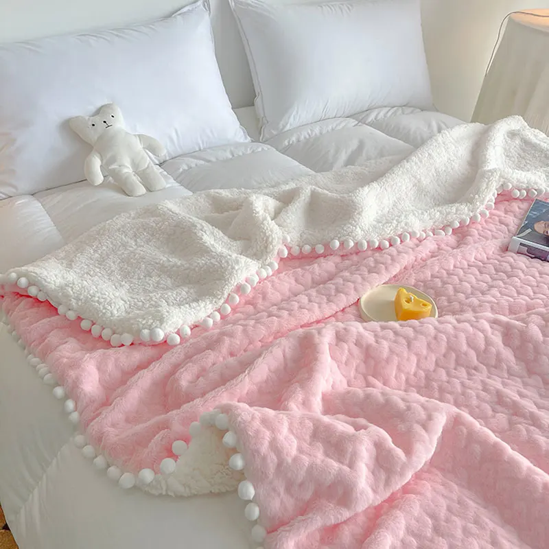 Korean Princess Pom Pom Pink Blanket for Couch Fuzzy Fluffy Quilt Thick Flannel Warm Blanket Plaid on The Sofa Fleece Blanket
Korean Princess Pom Pom Pink Blanket for Couch Fuzzy Fluffy Quilt Thick Flannel Warm Blanket Plaid on The Sofa Fleece Blanket