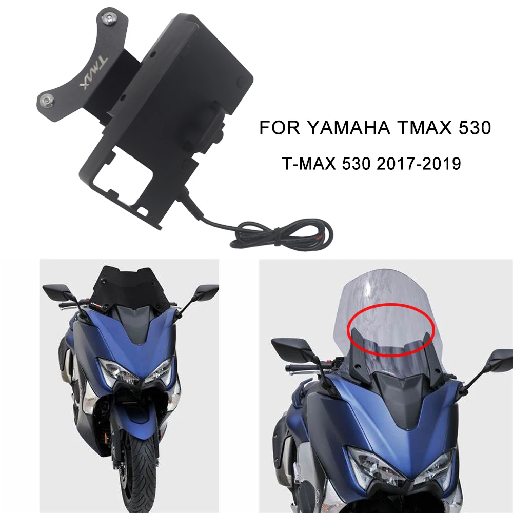 

Кронштейн для навигации на лобовое стекло мотоцикла для YAMAHA TMAX 530 T-MAX 530 2017-2019 2018, USB зарядное устройство, держатель для телефона