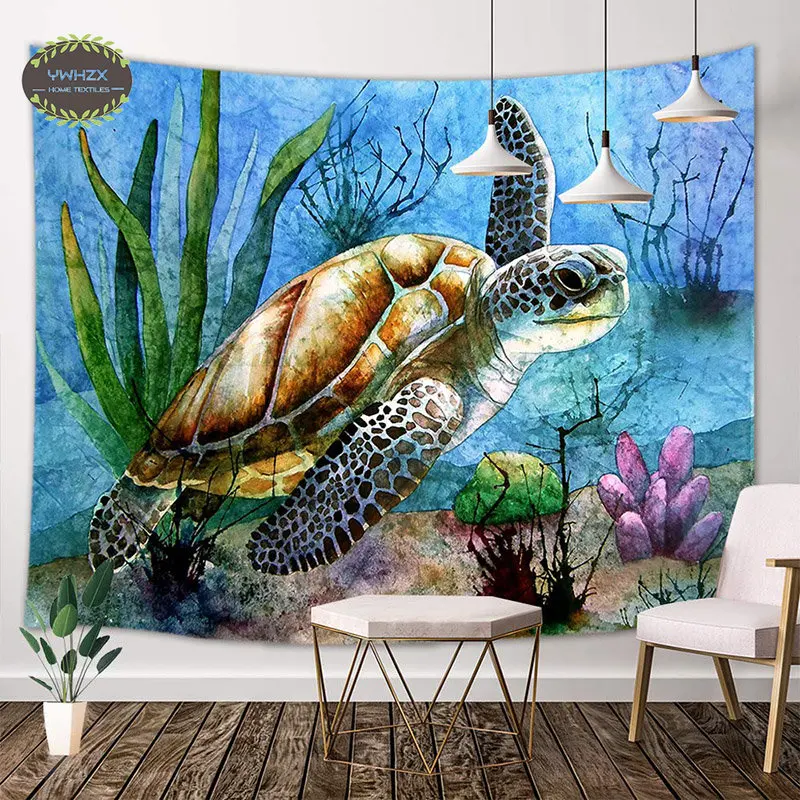 

Sea Turtle Tapestry Wall Hanging Ocean Animals World Home Decor Underwater Enthusiasts Living Room Bedroom Decoration Tapestries