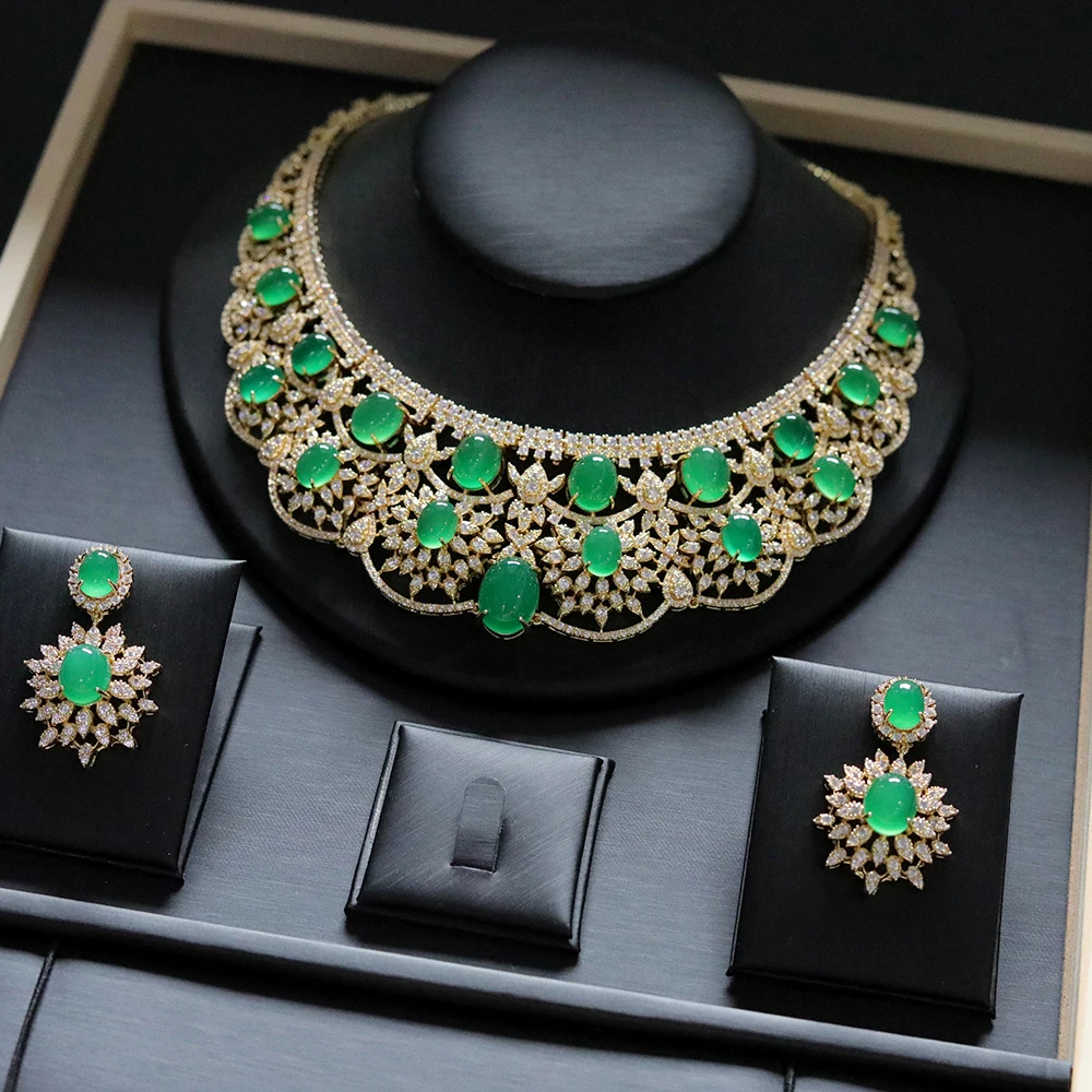 Luxury Green Necklace Sparkling Cubic Zircon 2pcs Vintage Jewelry Set for Women Wedding Golden Wedding Party Anniversary Gift 3 Mallzona Sbab2df81fbb94bb6976b4020aaafd7a1P Luxury Green Necklace Sparkling Cubic Zircon 2pcs Vintage Jewelry Set for Women Wedding Golden Wedding Party Anniversary Gift Mallzona