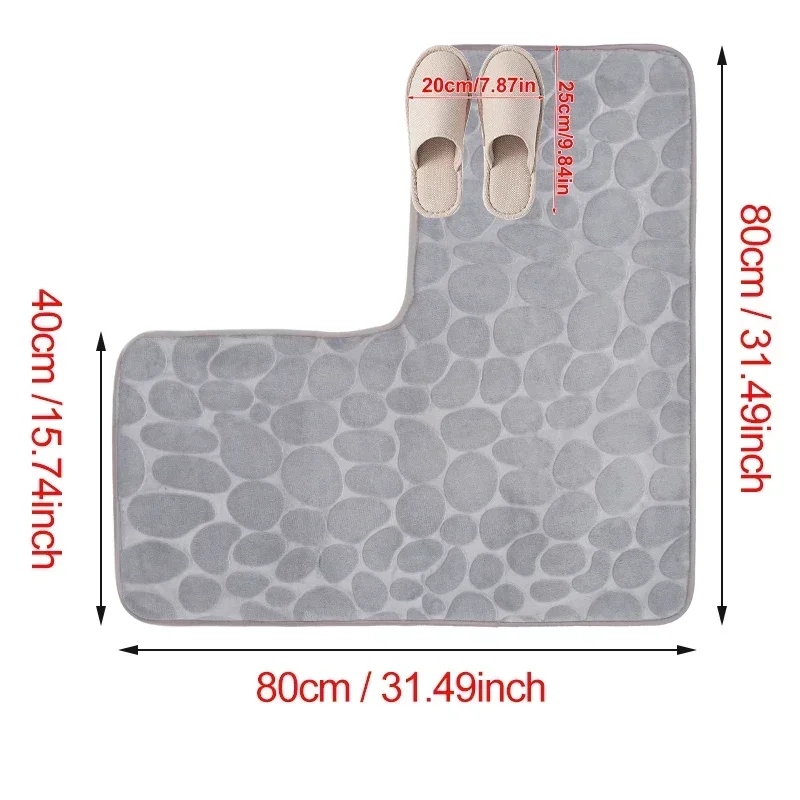 New Cobblestone Non-slip Bathroom Mat L-shaped Corner Toilet Mat Machine Washable Soft Absorbent WC Floor Mat Bath Shower Mats New Cobblestone Non-slip Bathroom Mat L-shaped Corner Toilet Mat Machine Washable Soft Absorbent WC Floor Mat Bath Shower Mats