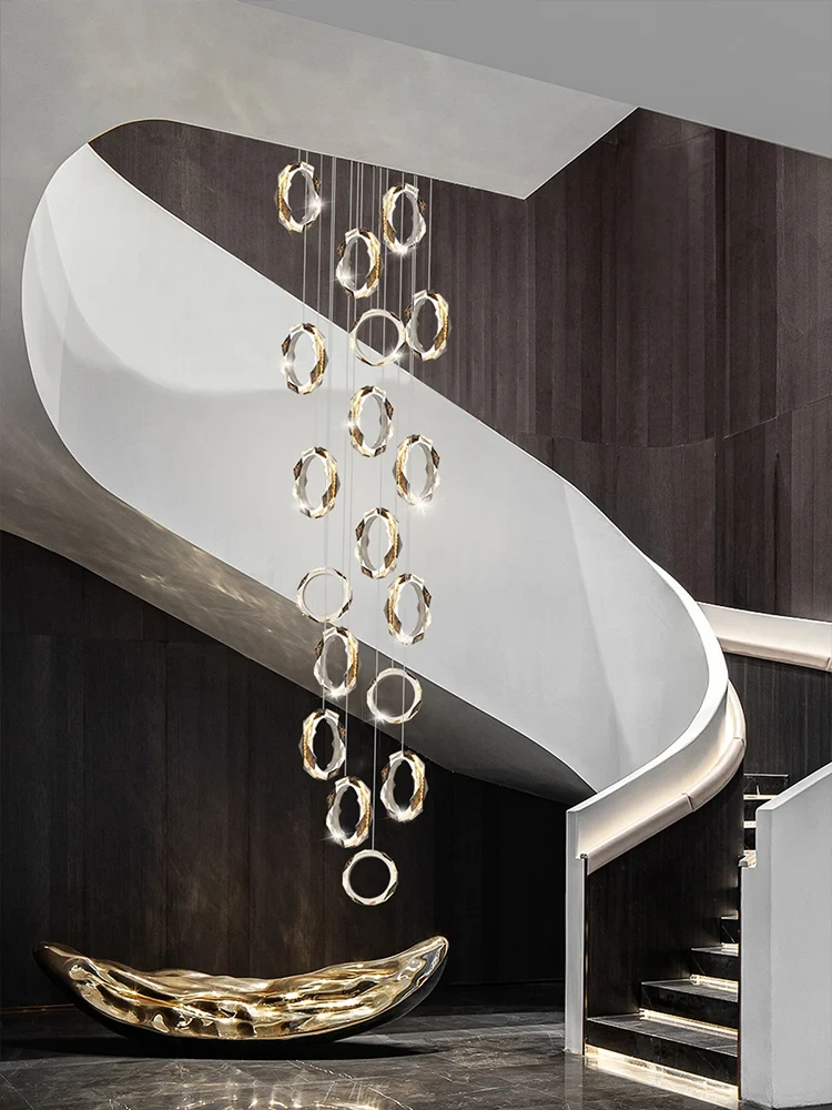 

Роскошная люстра для лестниц, новый узор 2023, Скандинавская потолочная Подвесная лампа в стиле лофт, люстры для гостиной, дизайнерская люстра