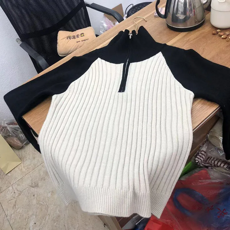 Splicing casual Joker Jumpers sweater women autumn new zipper half-open collar pullover sweater warm tops Turtleneck lady winter
Splicing casual Joker Jumpers sweater women autumn new zipper half-open collar pullover sweater warm tops Turtleneck lady winter