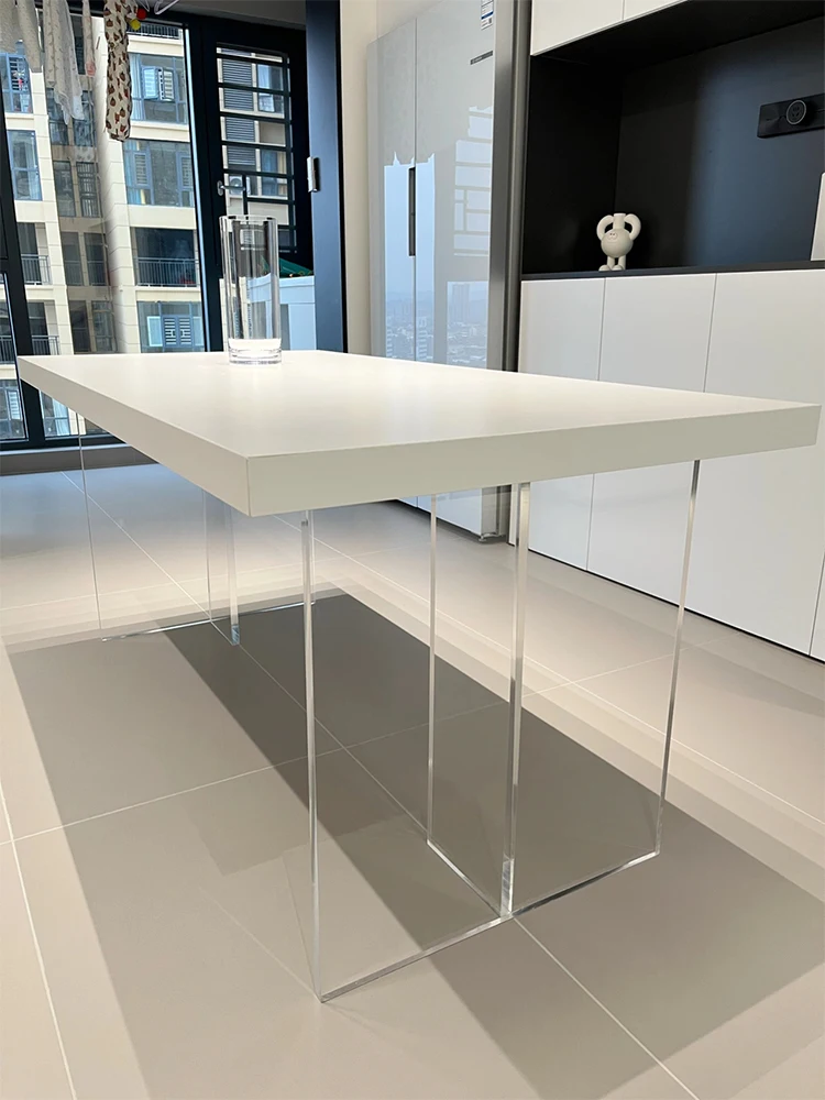 

Acrylic suspended rock plate dining table Deli Feng Italian minimalist transparent Nordic designer island table rectangular home