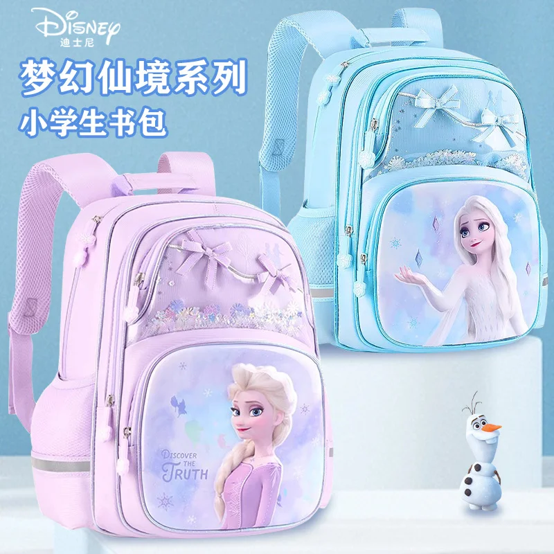 

Original Disney Frozen School Bag For Girls Elsa Anna Primary Student Shoulder Orthopedic Backpack Large Capacity Birthday Gifts