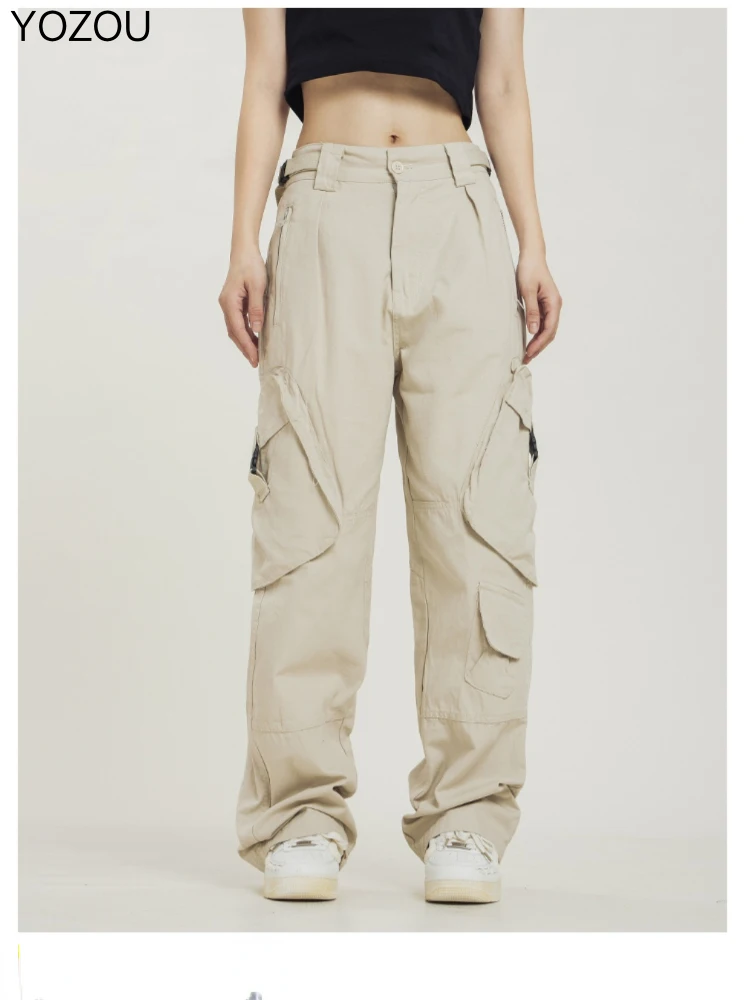 YOZOU 2022 Cotton Khaki Green Black Beige Y2k Low Waist Baggy Parachute Cargo Pants Trousers Women Wide Leg Streetwear Pockets
YOZOU 2022 Cotton Khaki Green Black Beige Y2k Low Waist Baggy Parachute Cargo Pants Trousers Women Wide Leg Streetwear Pockets