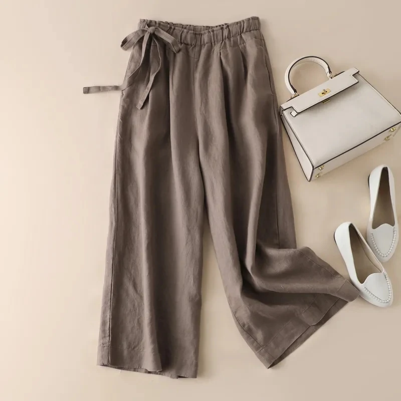 2023 Summer Women Thin Pants Aesthetic Style Elastic Waist Solid Pants All-matched Casual Wide Leg Cotton Linen Loose Pantalon
2023 Summer Women Thin Pants Aesthetic Style Elastic Waist Solid Pants All-matched Casual Wide Leg Cotton Linen Loose Pantalon