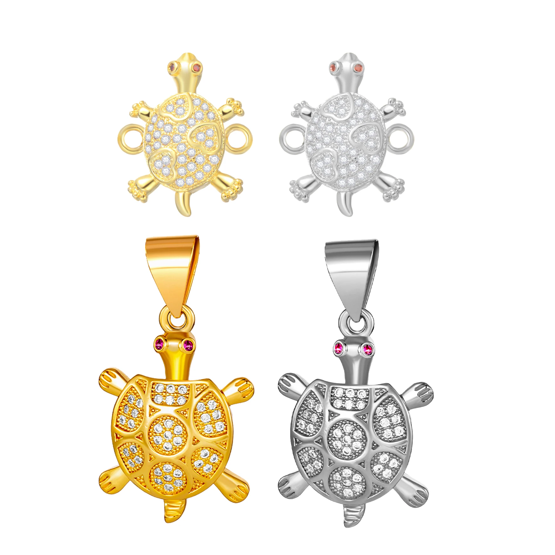 

AAA Cubic Zirconia Crystal Lovely Sea Turtle Pendant For Necklace Makings 2024 New Fashion CZ Animal DIY Jewelry Findings Gift