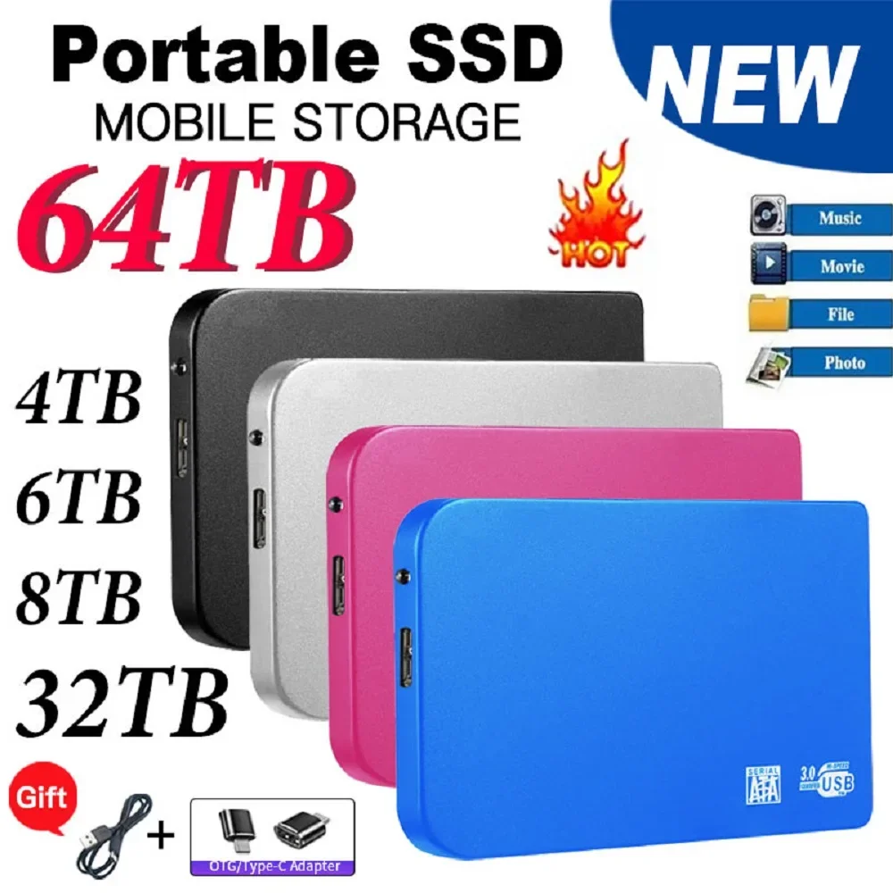 New External Hard Drive 1TB 16TB Portable SSD USB 3.0 Type-C high-speed Solid State Drive M.2 Storage Hard Disk For Laptops/mac
New External Hard Drive 1TB 16TB Portable SSD USB 3.0 Type-C high-speed Solid State Drive M.2 Storage Hard Disk For Laptops/mac