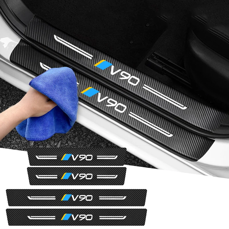 Защитные наклейки из углеродного волокна на порог двери автомобиля для Volvo V90, защита для педали с логотипом, Накладка на порог багажника, наклейки, аксессуары
Защитные наклейки из углеродного волокна на порог двери автомобиля для Volvo V90, защита для педали с логотипом, Накладка на порог багажника, наклейки, аксессуары