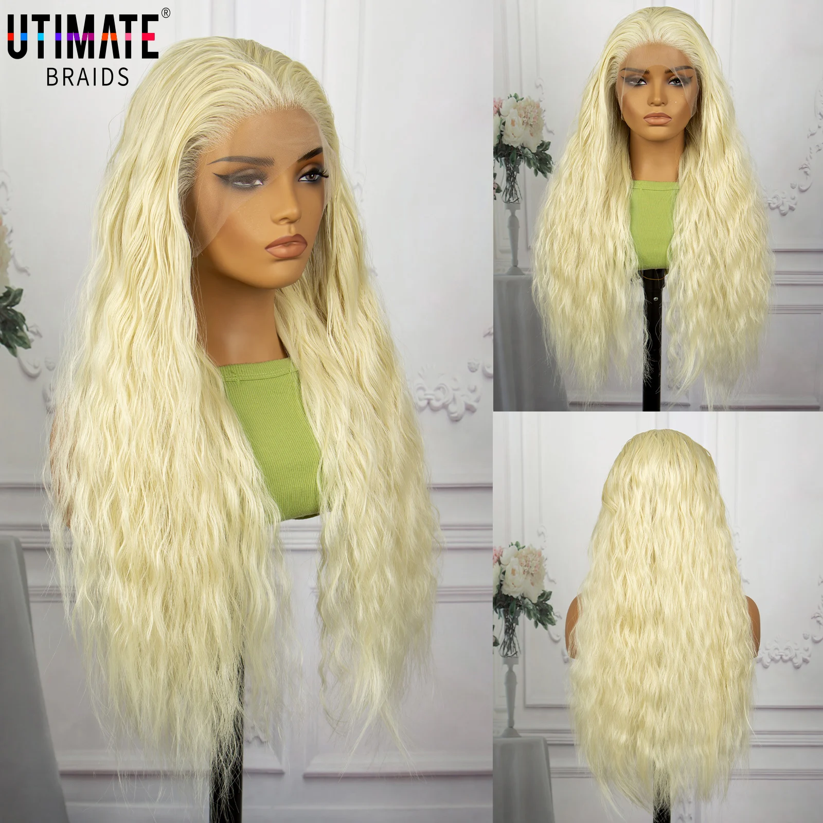 

613# Synthetic Hair Wigs Full Lace Wig Long Curly Wig Natural Hairline Wig Women's Wigs Blonde Wig Cosplay Wig Heat Resistant