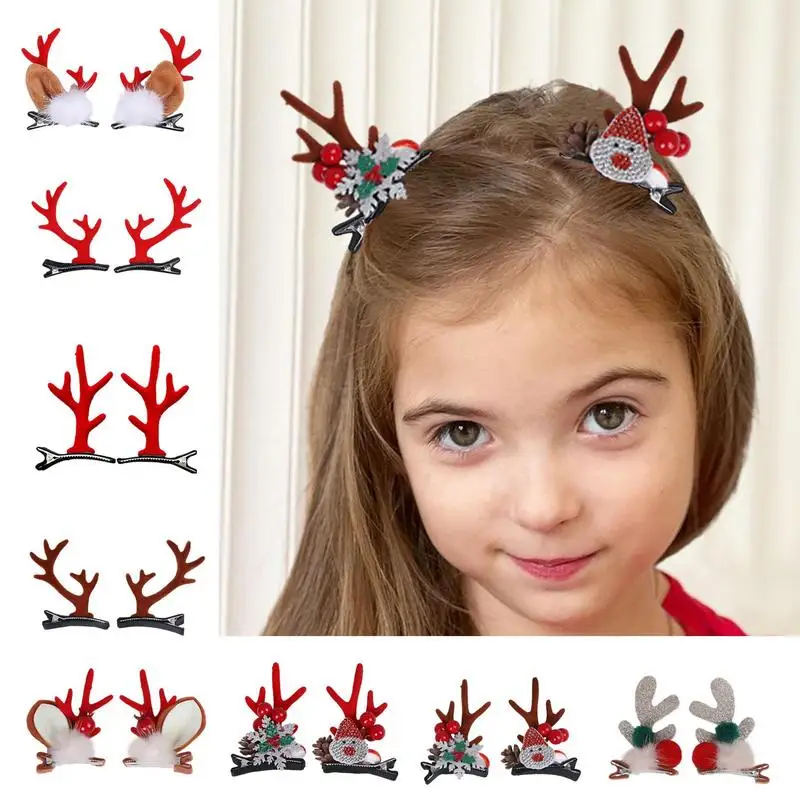 

New Year Christmas Hair Pin 2pcs Plush Christmas Antler Hair Clip Dragon Horn Hair Ornament Kids Barrettes Hair Accessories