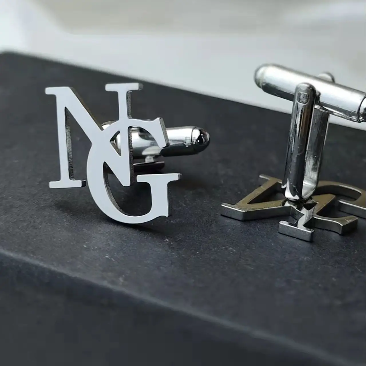 

Customized men's initials cufflinks, stainless steel cufflinks, personalized groom's wedding groomsman jewelry gifts