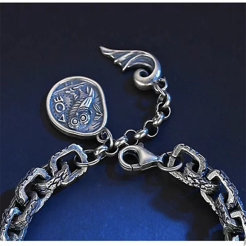 Luxury S999 Sterling Silver Vintage Cracked Owl Bracelet Men's Fashion Couple Silver Chain Simple Wholesale Gifts For Girlfriend
Luxury S999 Sterling Silver Vintage Cracked Owl Bracelet Men's Fashion Couple Silver Chain Simple Wholesale Gifts For Girlfriend