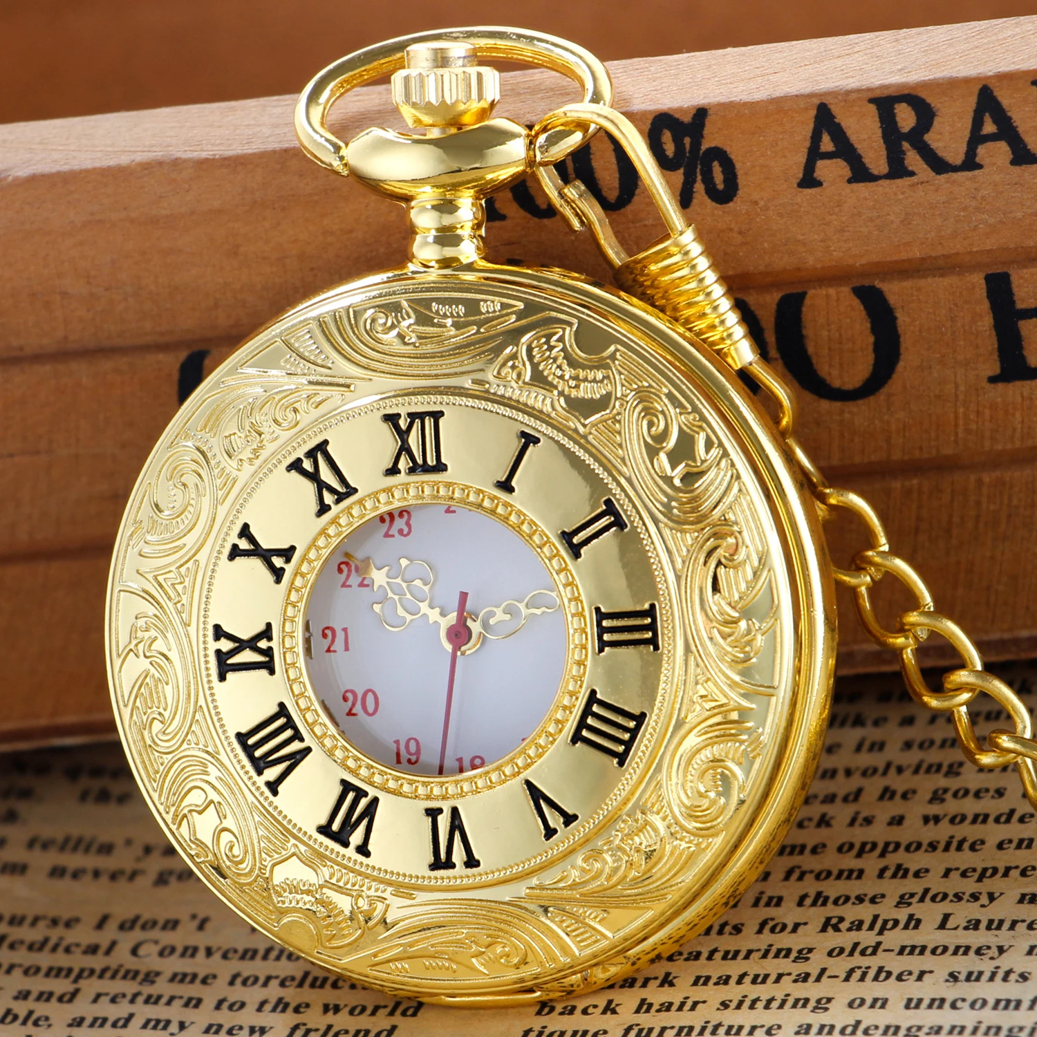 

Vintage Luxury Gold Quartz Pocket Watch Steampunk Roman Numerals Scale Necklace Pocket FOB Watch Dropshipping reloj hombre