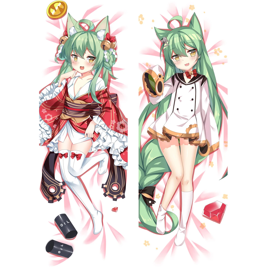 

60x180cm 2WAY/WT Game Dakimakura Otaku Hugging Body Pillow Case Peach Skin Printed Pillow Cover