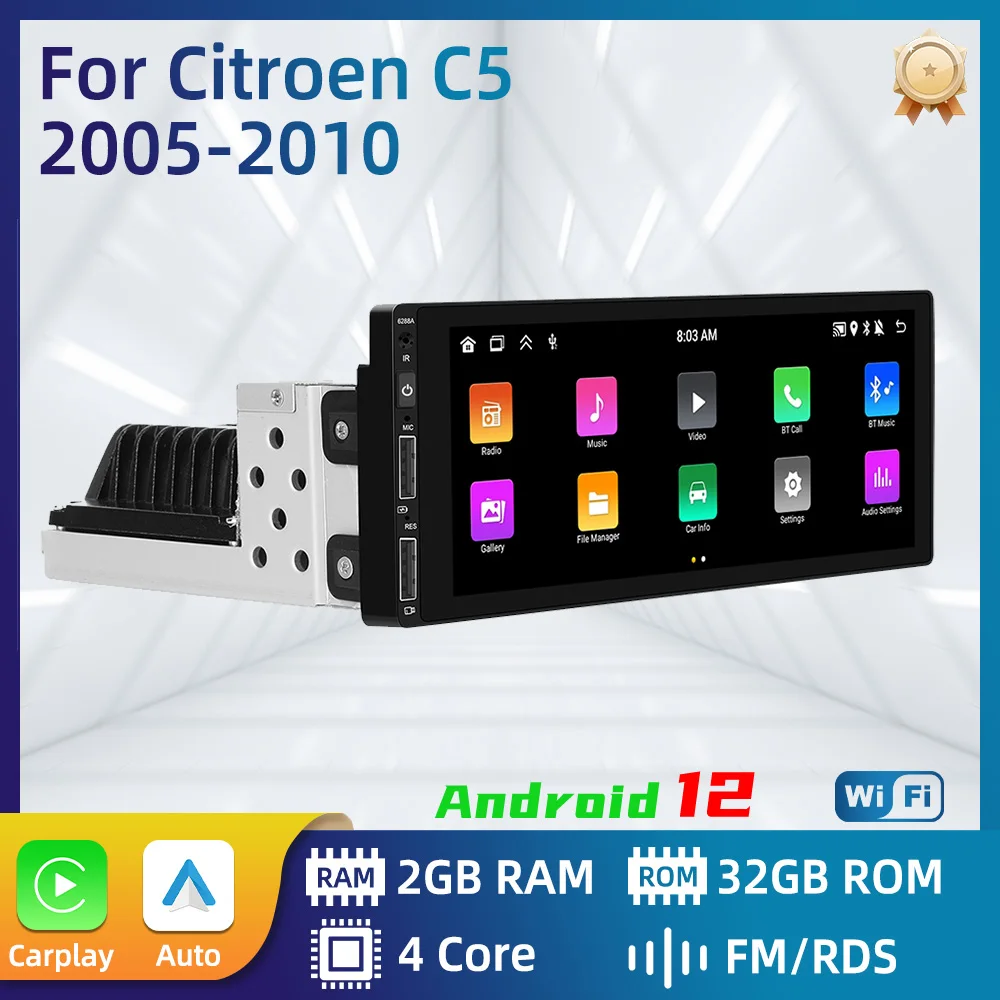 

1din Android Car Multimedia for Citroen C5 2005-2010 1 Din Radio Stereo Head Unit Carplay Screen Autoradio GPS Navigation Auto