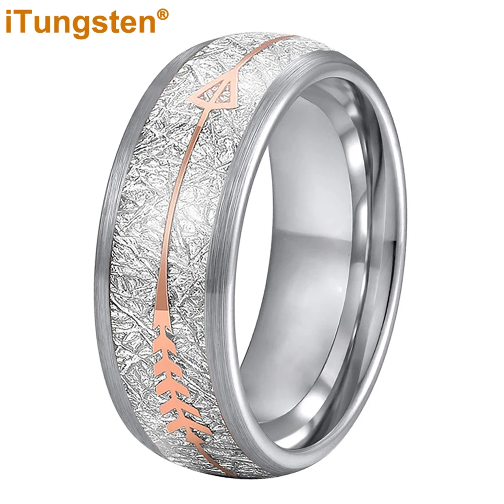 Original Color Men Women Wedding Band Tungsten Carbide Ring Brushed Finish With Imitated Bright Meteorite And Steel Arrow Inlay
Original Color Men Women Wedding Band Tungsten Carbide Ring Brushed Finish With Imitated Bright Meteorite And Steel Arrow Inlay