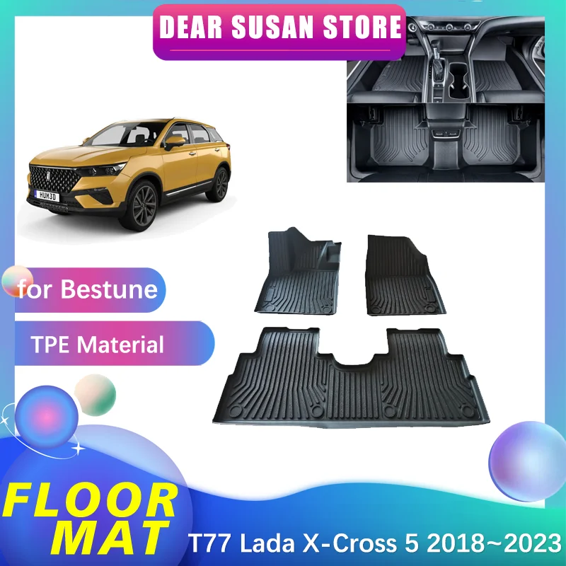 

Floor Mat for FAW Bestune T77 Lada X-Cross 5 2018~2023 Waterproof Foot Interior Liner Carpet Pad Custom Cover Tray Accessories