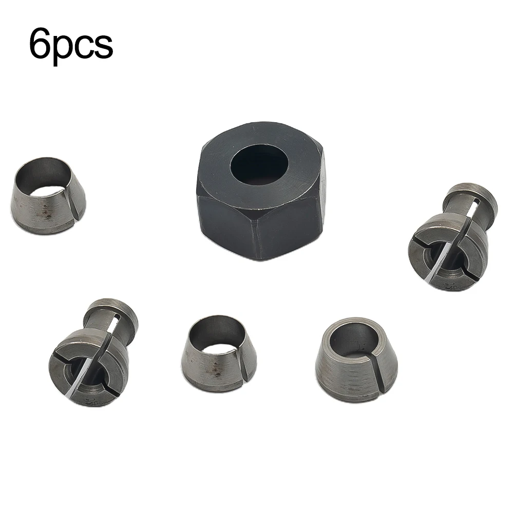 6pcs M17 Collet Chuck Adapter 10/9.5/8/6.35/6mm With Nut Engraving Trimming Machine Electric Router Power Tool Accessories
6pcs M17 Collet Chuck Adapter 10/9.5/8/6.35/6mm With Nut Engraving Trimming Machine Electric Router Power Tool Accessories