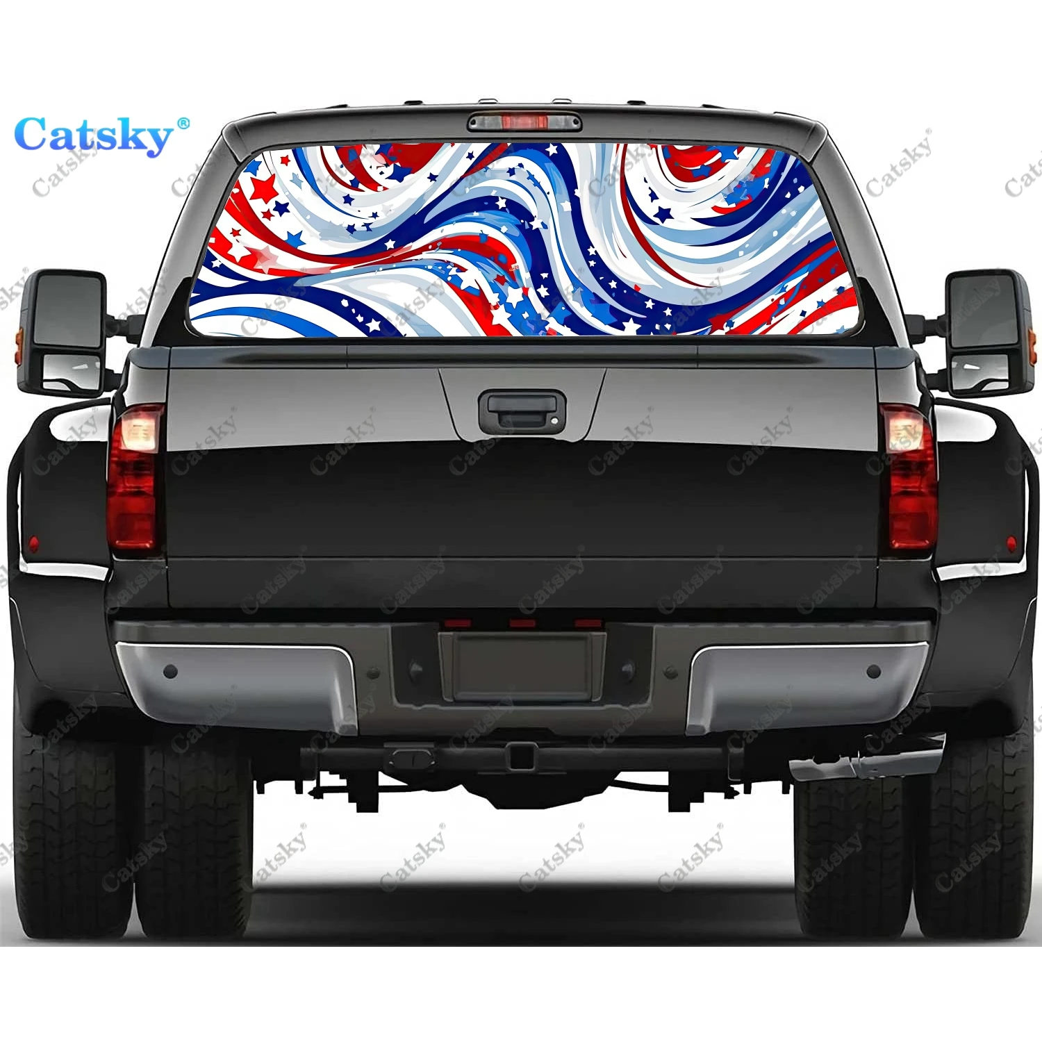 

American Flag Splatter Splash Rear Window Decal Fit Pickup,Truck,Car Universal See Through Perforated Back Windows Vinyl Sticker