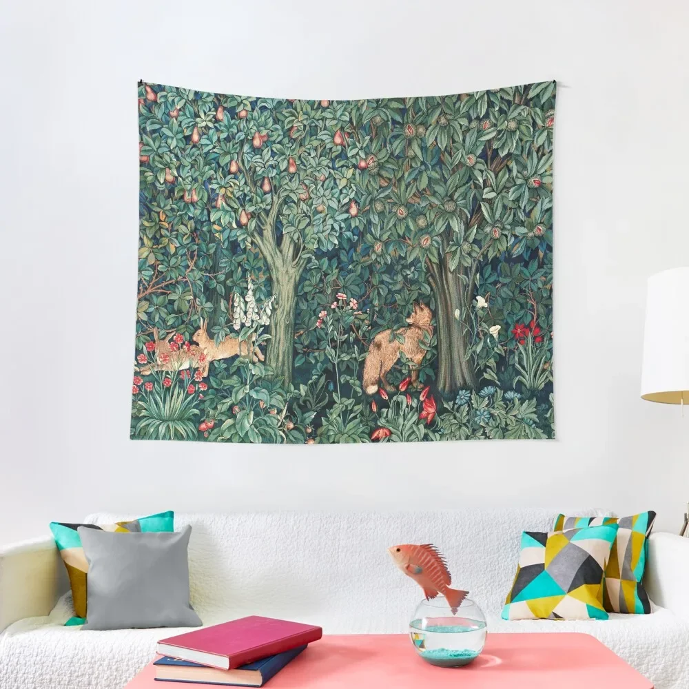 GREENERY, FOREST ANIMALS Fox and Hares Blue Green Floral Tapestry For Bedroom Tapestry
GREENERY, FOREST ANIMALS Fox and Hares Blue Green Floral Tapestry For Bedroom Tapestry