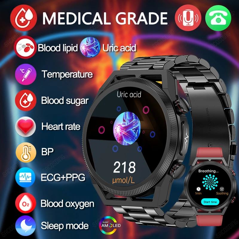 2023 New Uric Acid Smart Watch Men ECG+PPG+HRV Bluetooth call Blood Sugar Blood Pressure Blood Lipid Health Tracker SmartWatch
2023 New Uric Acid Smart Watch Men ECG+PPG+HRV Bluetooth call Blood Sugar Blood Pressure Blood Lipid Health Tracker SmartWatch