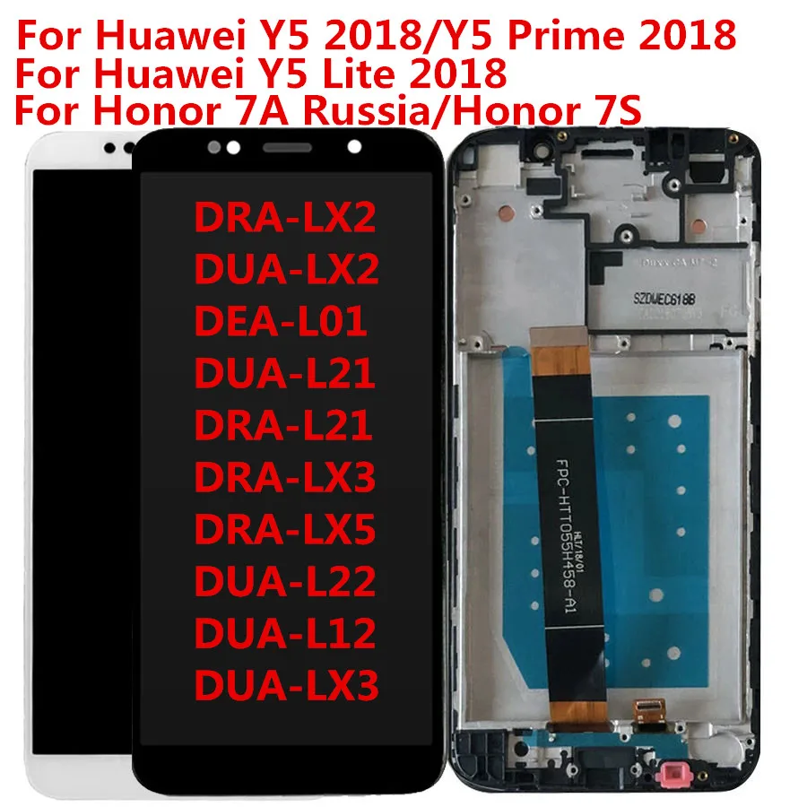 Дисплей Y5 2018 для Huawei Honor 7A, ЖК-дисплей Honor 7S DUA-L22 L02 LX2, сенсорный экран Honor 7A, дисплей Y5 Prime 2018, замена
Дисплей Y5 2018 для Huawei Honor 7A, ЖК-дисплей Honor 7S DUA-L22 L02 LX2, сенсорный экран Honor 7A, дисплей Y5 Prime 2018, замена