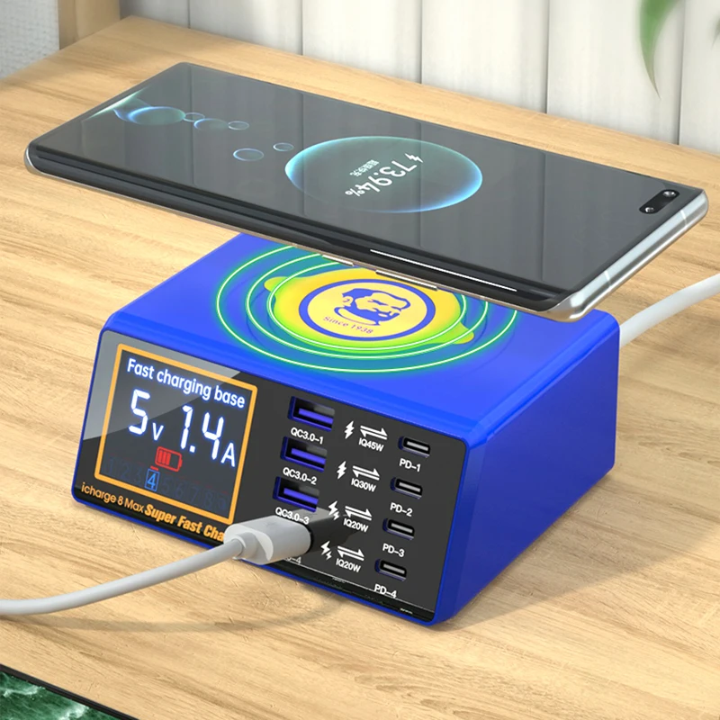 Mechanic iCharge 8 Max PD charger 4ports QC3.0+4ports PD fast charge charger with Wireless charger for samsung xiaomi iphone
Mechanic iCharge 8 Max PD charger 4ports QC3.0+4ports PD fast charge charger with Wireless charger for samsung xiaomi iphone
