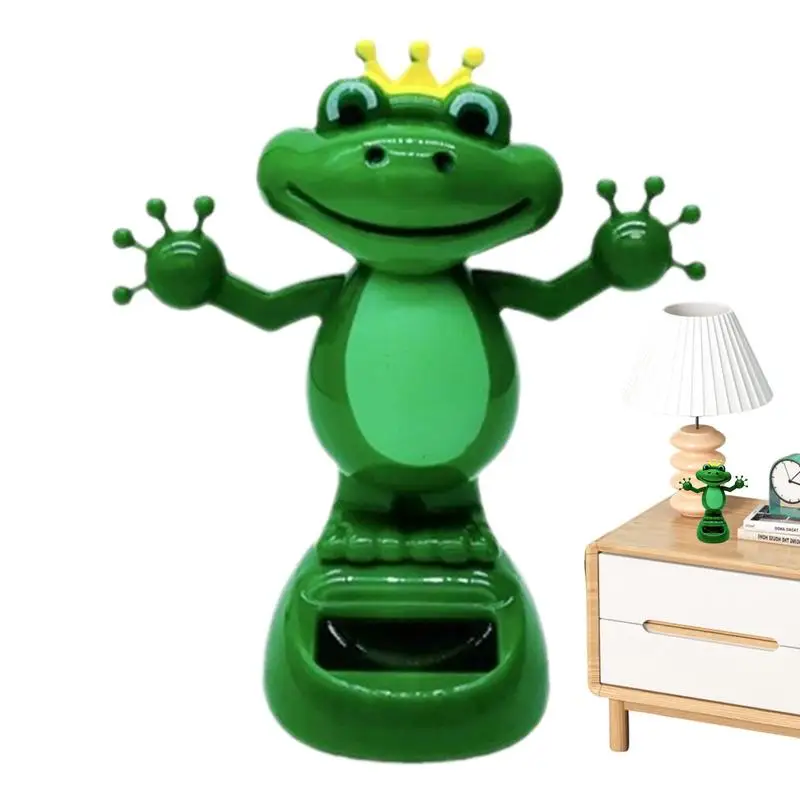 

Solar Powered Dancing Frog Car Animated Bobble Dancer Swing Frog Automatic Shaking Hand Doll For Kids Table Car Dashboard