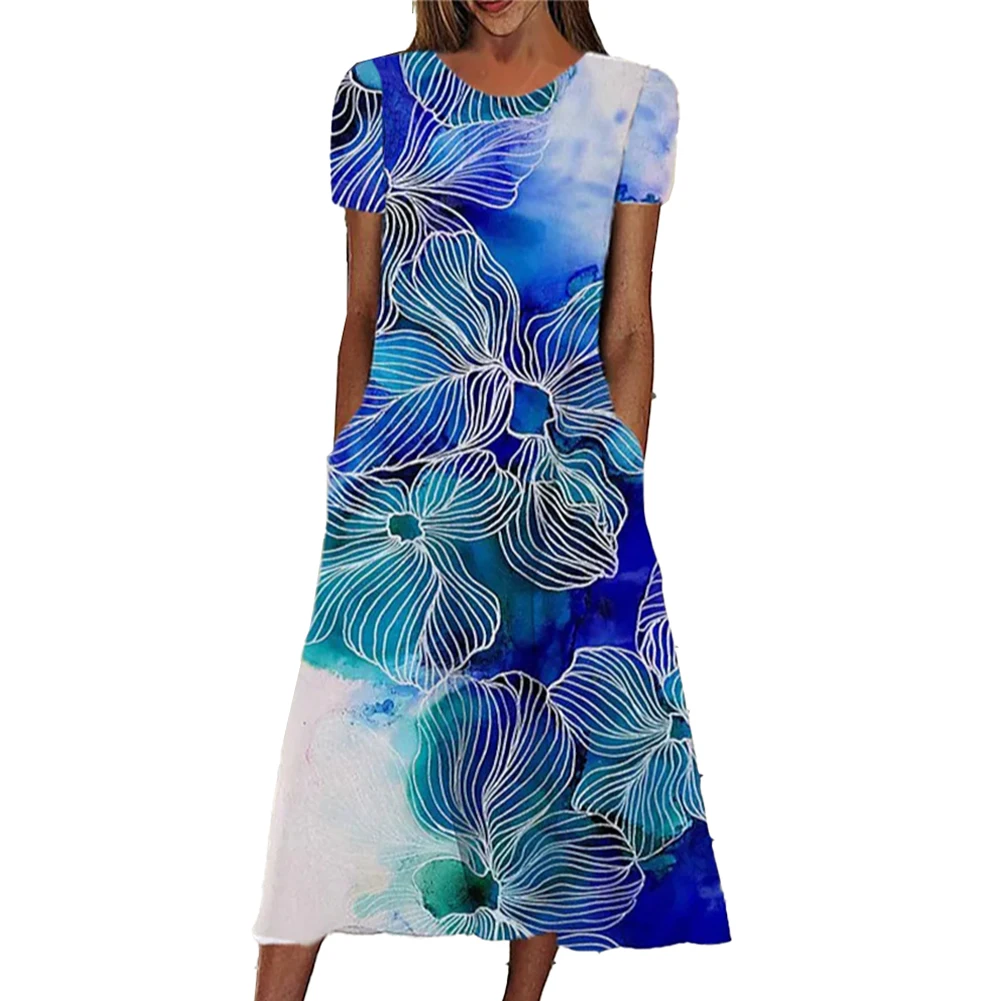 Female Women's Dress Loose Print Round Neck Short Sleeve Slightly Elastic Spring Summer Women Women Clothes Comfy
Female Women's Dress Loose Print Round Neck Short Sleeve Slightly Elastic Spring Summer Women Women Clothes Comfy