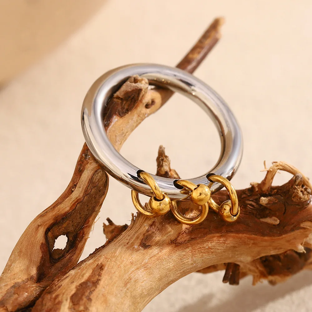 316L Stainless Steel Two-color Mix Color Rings for Women Men Waterproof Jewelry Women's Charm Statement Ring Cool Gifts Anillos 29 Sbad321641f0b4f2685089e91e642583dD