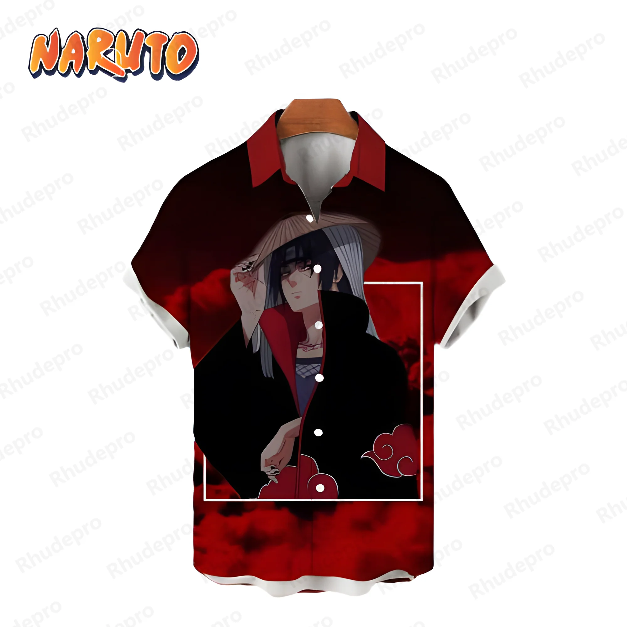 

2024 Beach Style Naruto Men's Shirts Oversized Shirt Top High Quality Clothing Harajuku Y2k Short Sleeve Fashion Streetwear Cool