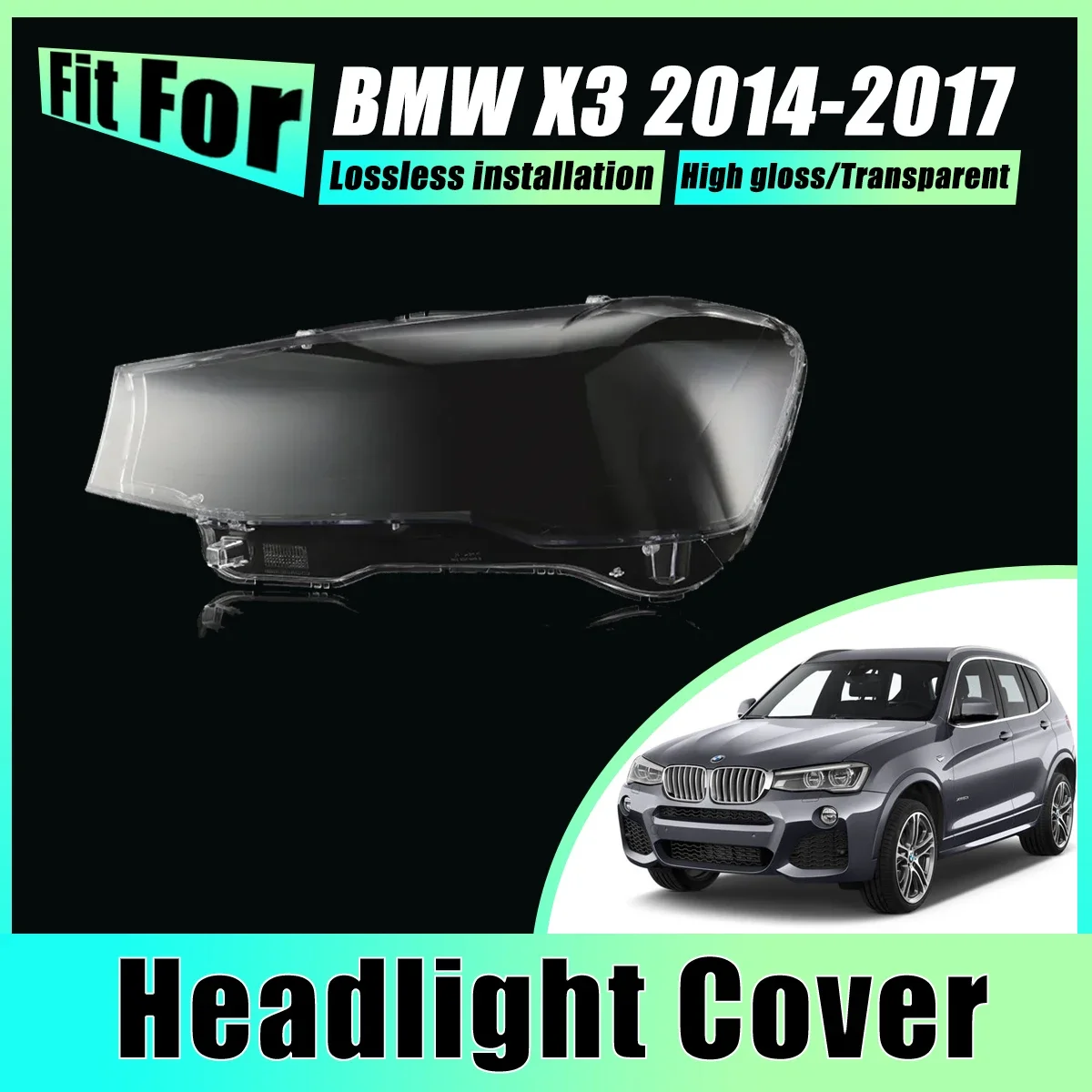 

LH RH Headlight Covers For BMW X3 2014-2017 F25 F26 Head Light Cap Transparent Front Lens Fog Lampshade Headlamp Car Accessories