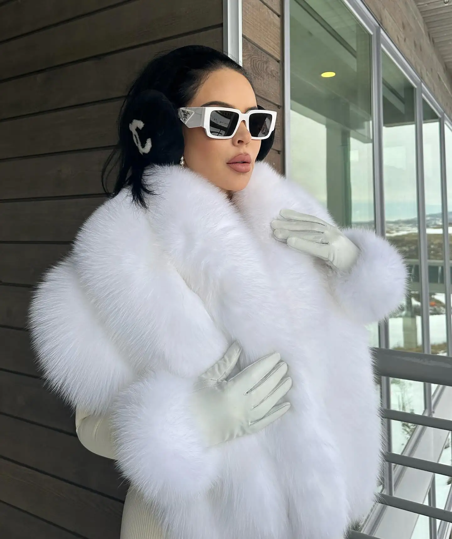 

Jxwatcher Natural Fur Coat for Bridal Women Real Fox Fur Shawl Party Wedding Wear Winter Luxury Elegant Genuine White Fur Cape