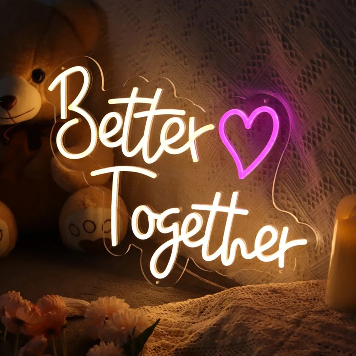 Better Together Neon Signs Better Together Led Neon Light for Wedding Engagement Party Anniversary Valentine's Day Party Bedroom
Better Together Neon Signs Better Together Led Neon Light for Wedding Engagement Party Anniversary Valentine's Day Party Bedroom