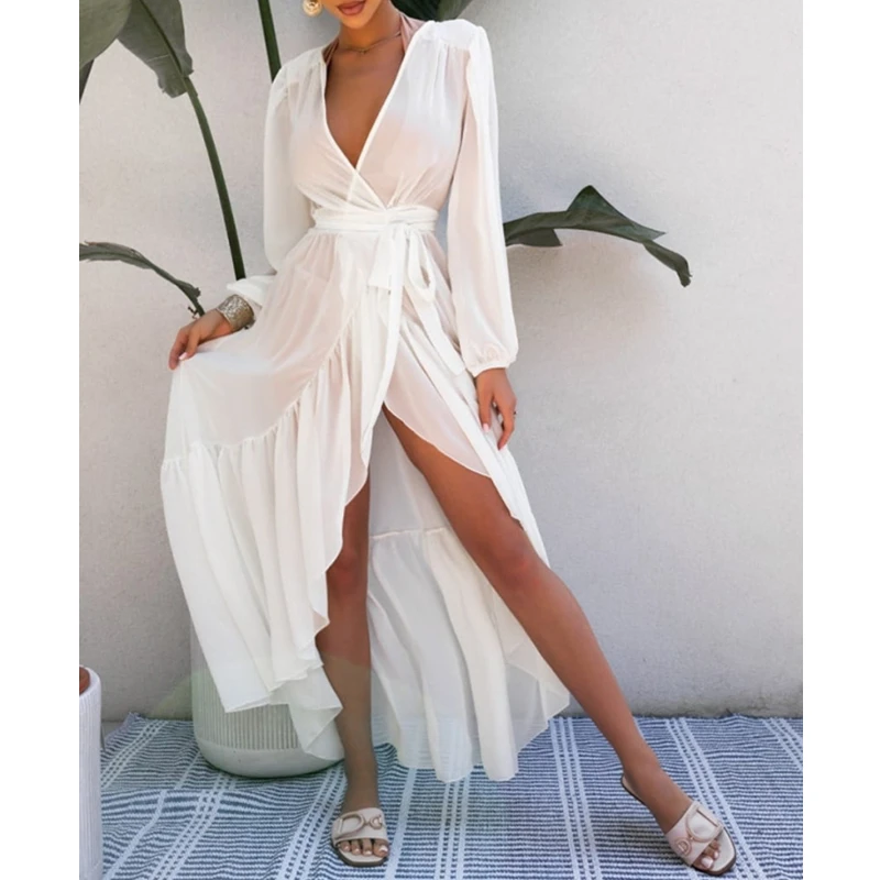 

ZAFUAZ 2023 Solid Swimwear Loose Beach Dress Cover Up Swimsuit Cover-Ups Women New Bikini Summer Bathing Suit Shawl Wear Kimono