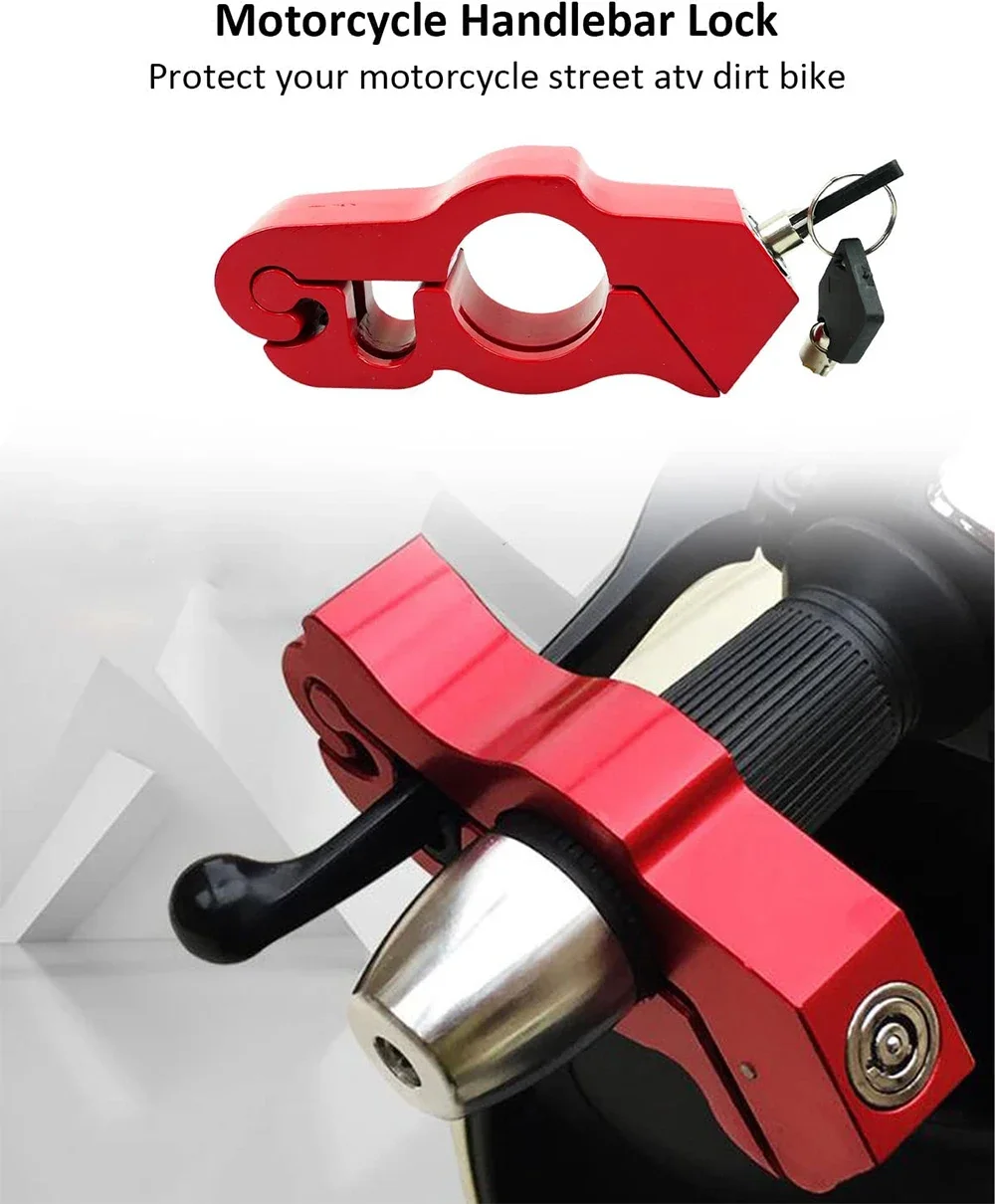 

1Pcs Motorcycle Modified Handlebar Lock Helmet Anti-theft Lock Electric Vehicle Dirt Bikes Aluminum Handlebar Fixed Horn Lock