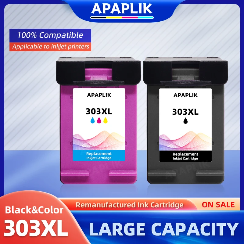 

APAPLIK For HP303 Ink Cartridge 303XL For HP Envy Photo 6220 6222 6230 6232 6234 6252 6255 7120 7130 7134 7155 Inkjet Printer