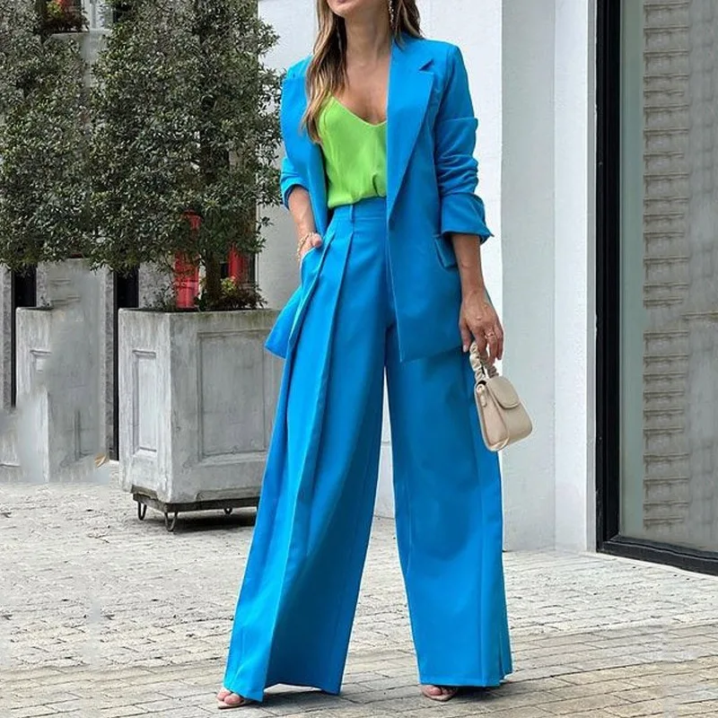 Women's Suit 2022 Autumn and Winter Solid Colour Long-sleeved Jacket Top Loose Trousers Two-piece Set
Women's Suit 2022 Autumn and Winter Solid Colour Long-sleeved Jacket Top Loose Trousers Two-piece Set