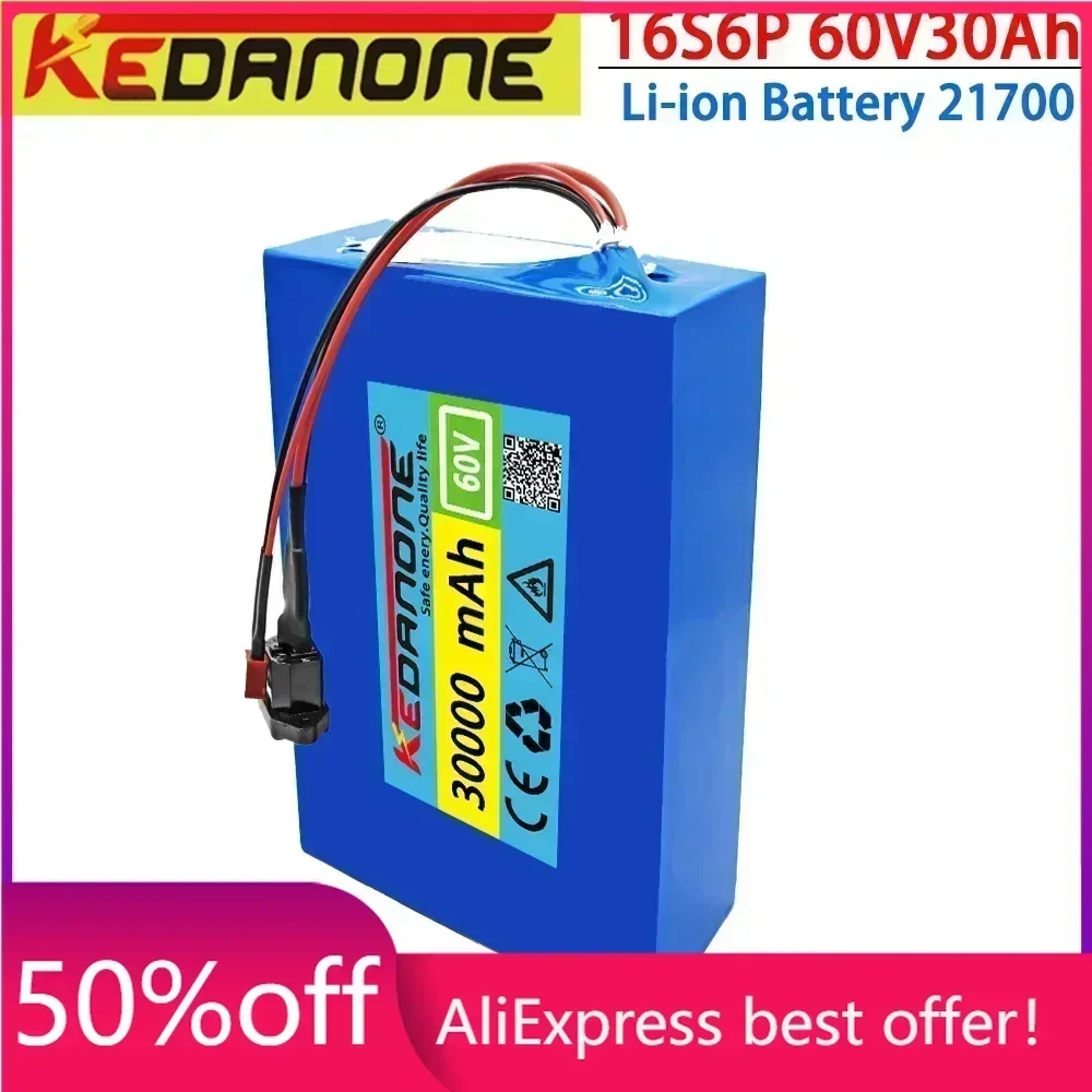 

Kedanone 21700 Lithium Battery Pack 16S4P 60V 20Ah 1000W-3000W Electric Bike Motorcycle Scooter Battery +67.2V 3A Charger