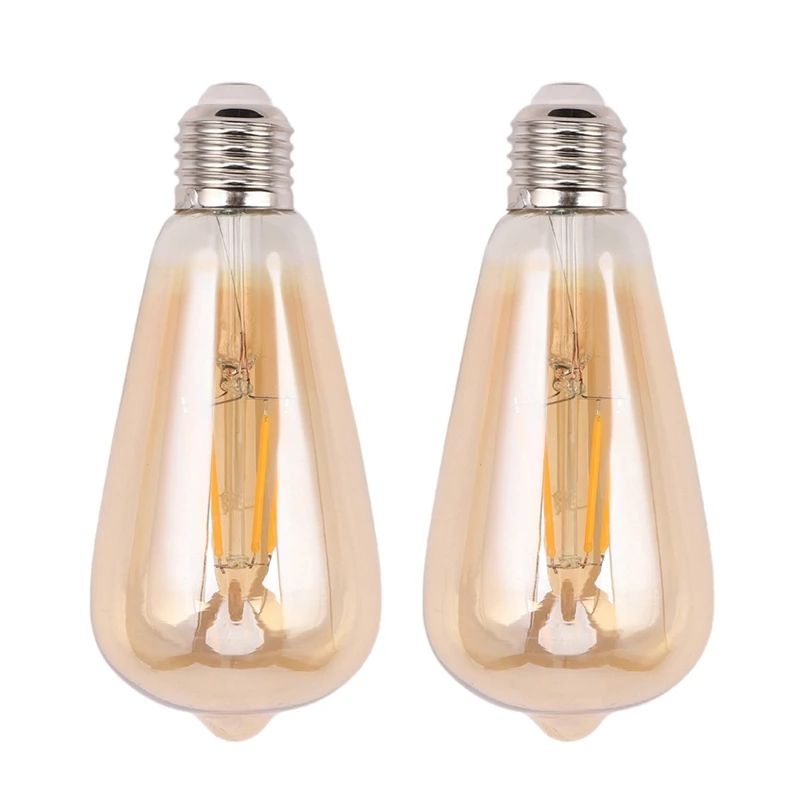 

2X Dimmable E27 4W Retro Vintage Filament ST64 COB LED Bulb Light Lamp Body