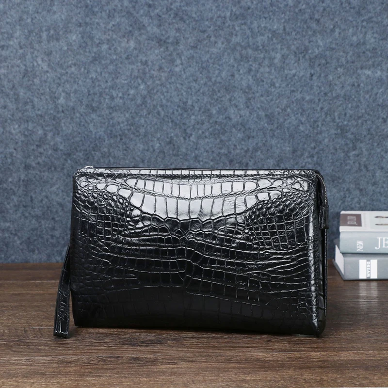 

Genuine Leather cowhide leather alligator pattern men's bag large capacity men's briefcase Real cowhide bag fashion Clutch bag