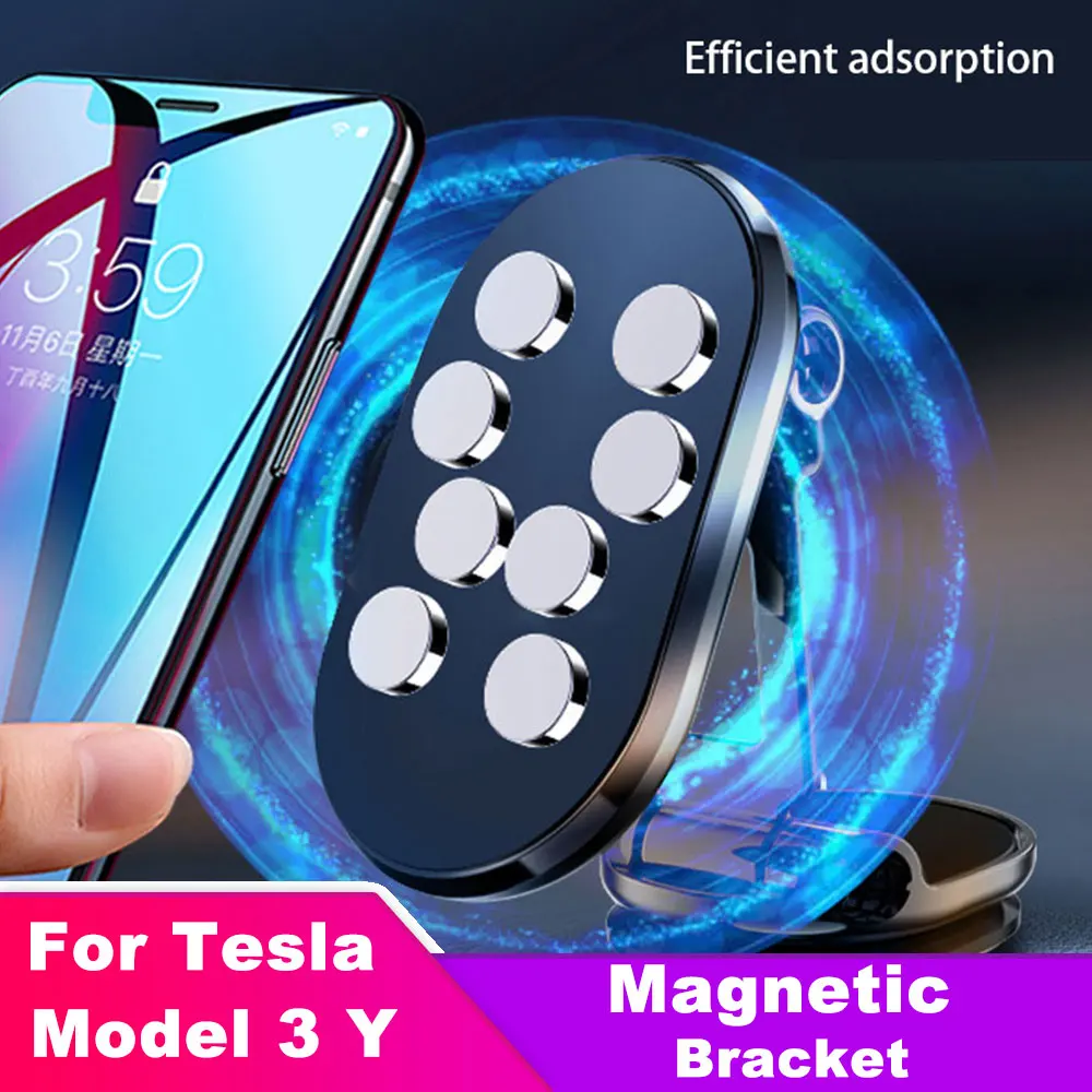 

For Tesla Model 3 Y X S Car Magnetic GPS Phone Holder Metal Laptop Screen Side Mount Expansion Monitor Bracket iPhone Bracket