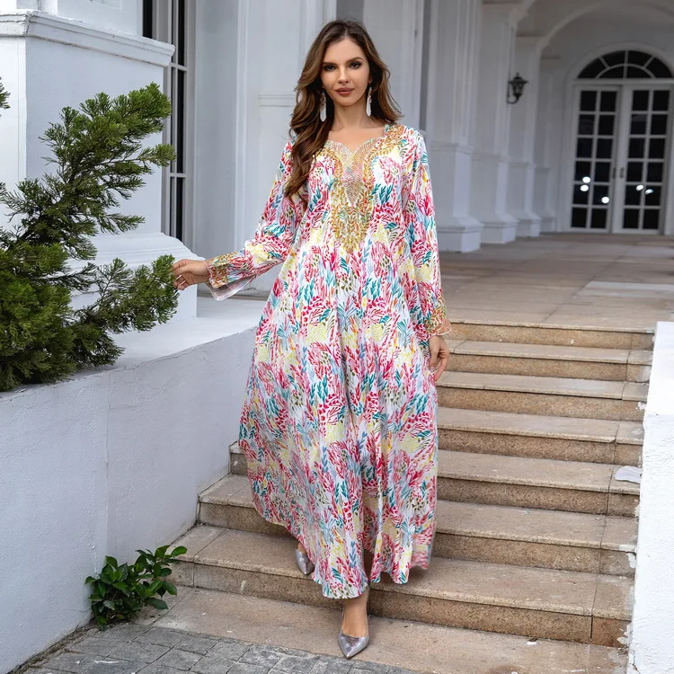 Women's Abaya Robe Dress Muslim Dubai Muslim Middle Eastern Robe 2024 Spring Summer New Fashion Printing Casual Long Dresses
Women's Abaya Robe Dress Muslim Dubai Muslim Middle Eastern Robe 2024 Spring Summer New Fashion Printing Casual Long Dresses