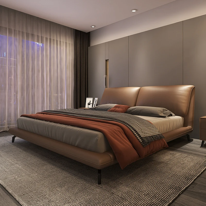 Customized Italian Minimal Leather Bed Luxury Upholstered Double Elephant Ear Bed
Customized Italian Minimal Leather Bed Luxury Upholstered Double Elephant Ear Bed