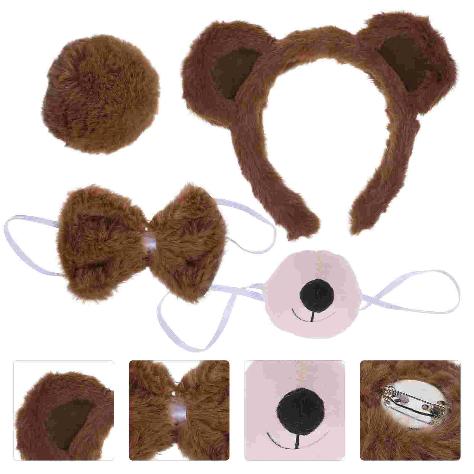 1 Set Bear Costume Decorative Headband Bear Ears Headband Fake Nose Bowtie Cosplay Tail Prop
1 Set Bear Costume Decorative Headband Bear Ears Headband Fake Nose Bowtie Cosplay Tail Prop